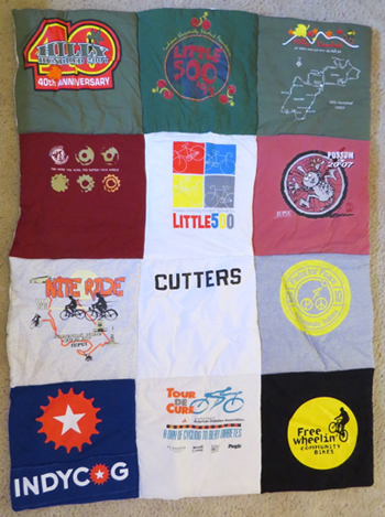 T-Shirts from Indianapolis: Tour de Cure, Freewheelin', Hilly Hundred, Indy Cog, and Little 500.